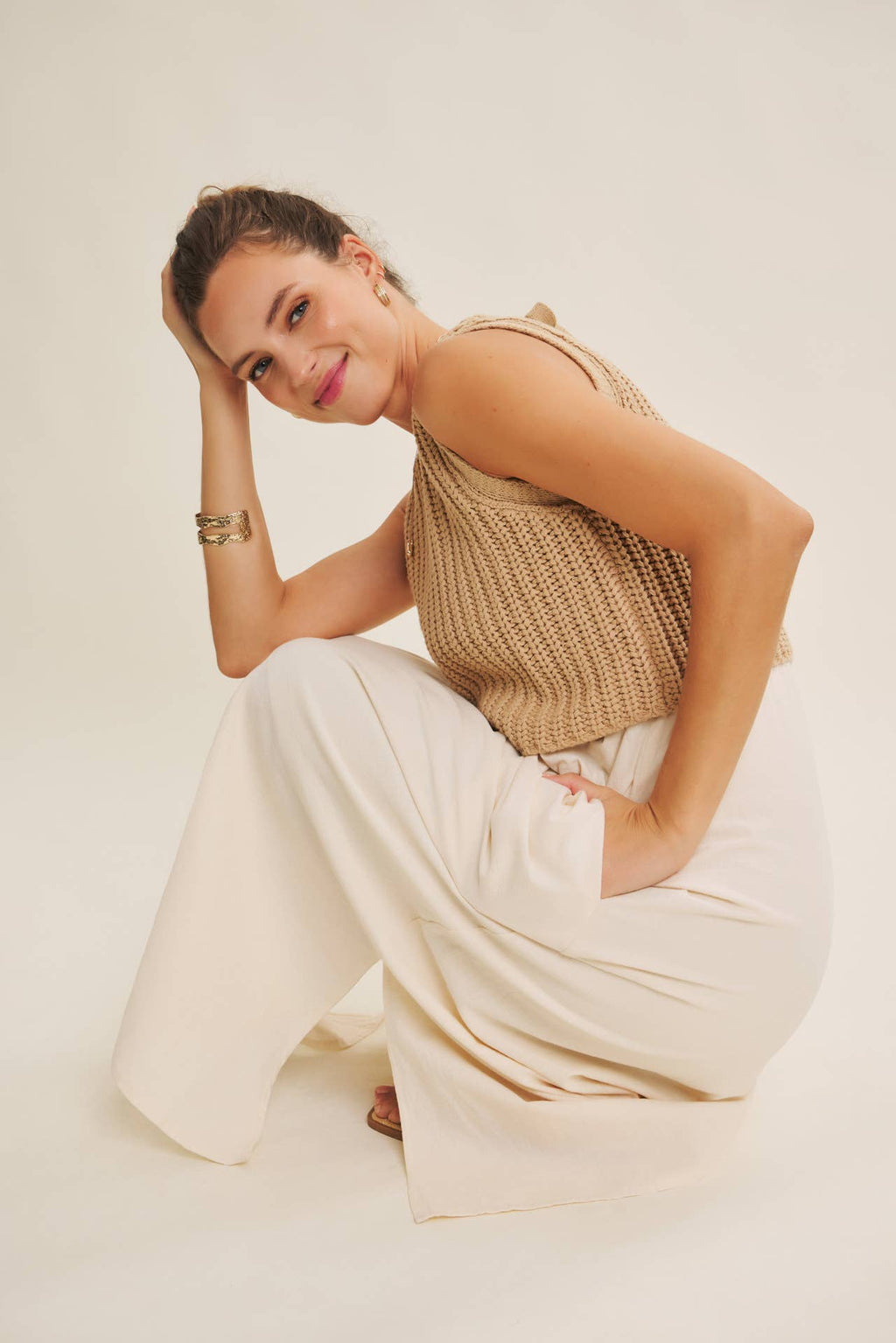 CHUNKY SWEATER TWOFER MIDI DRESS