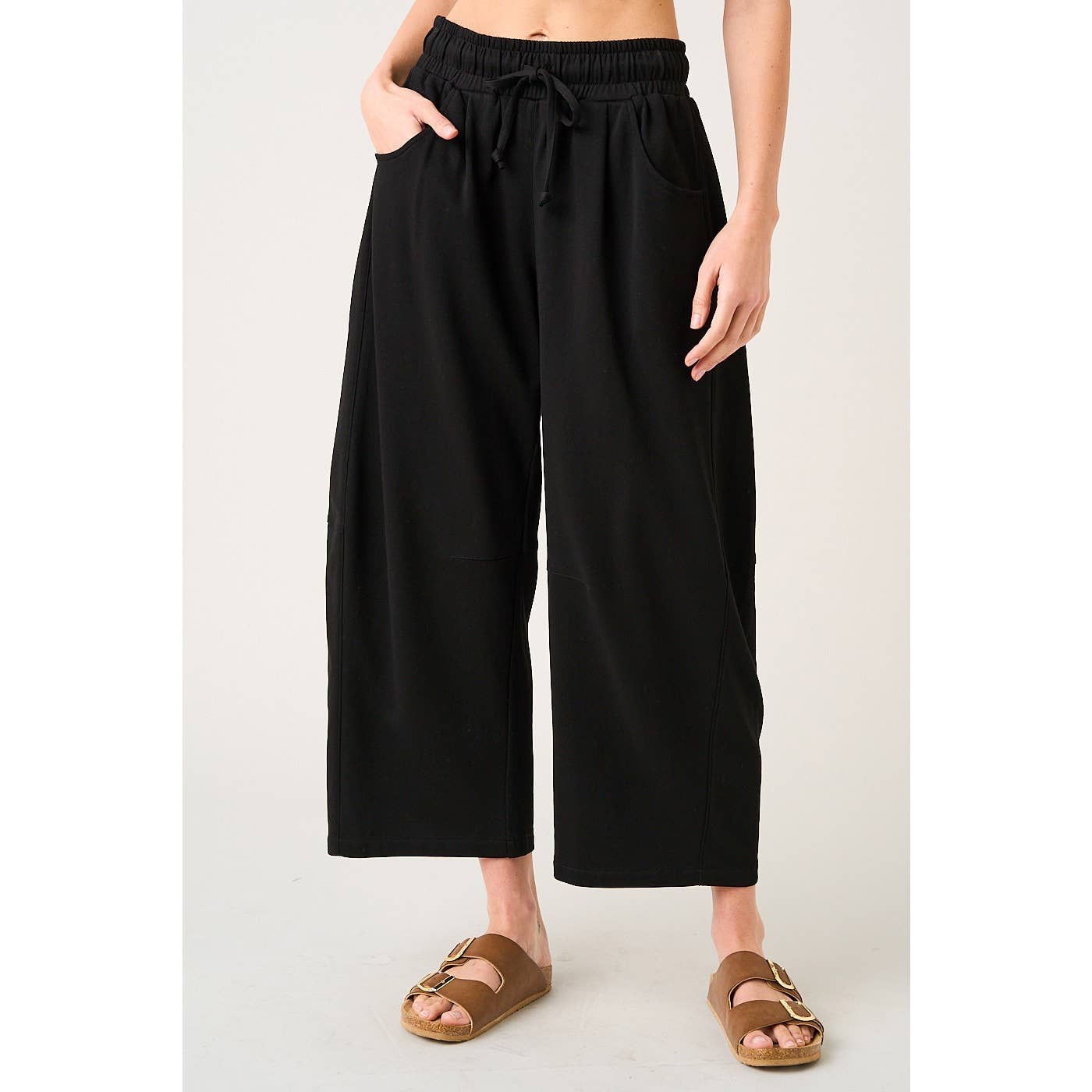 COTTON BARREL LEG PANTS