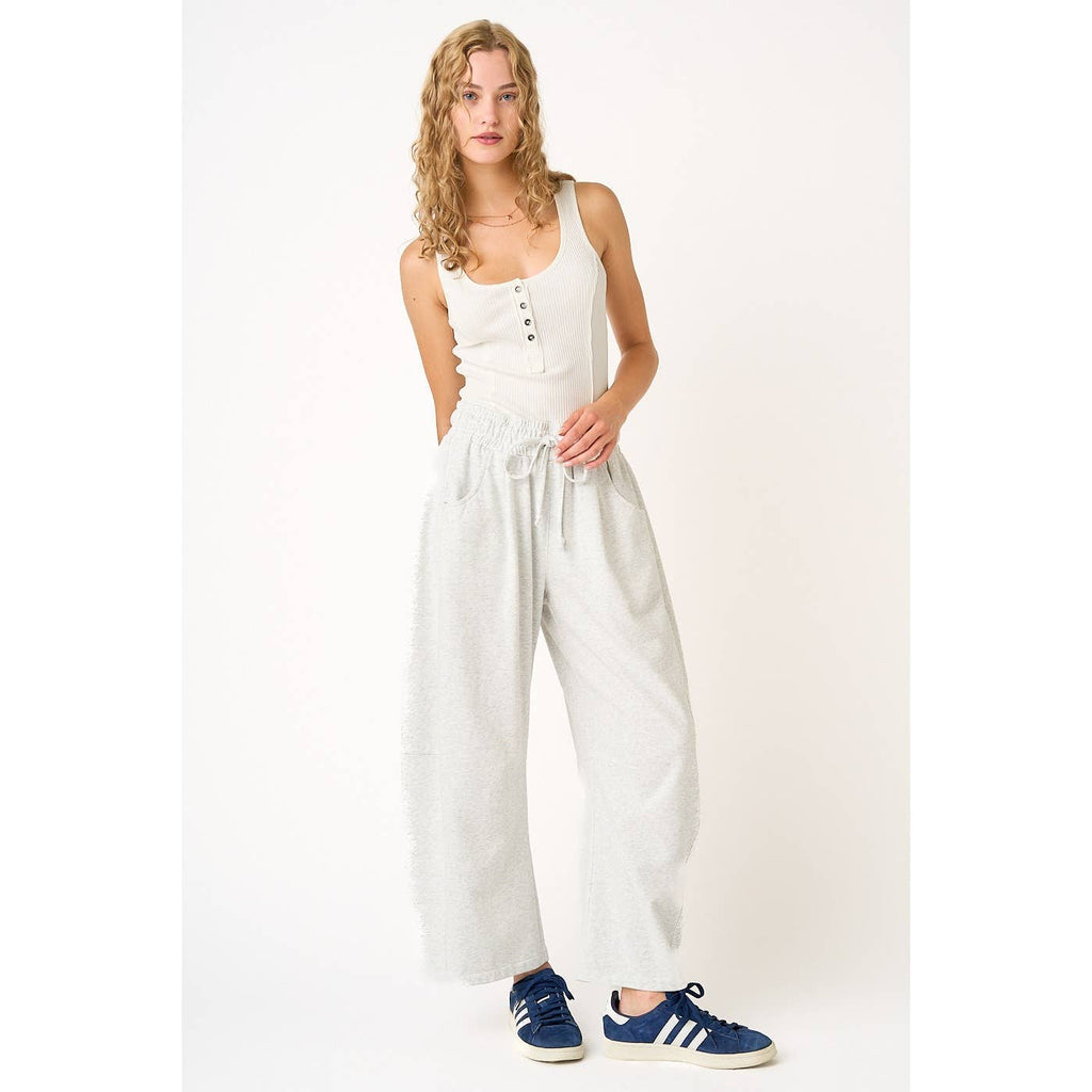 COTTON BARREL LEG PANTS