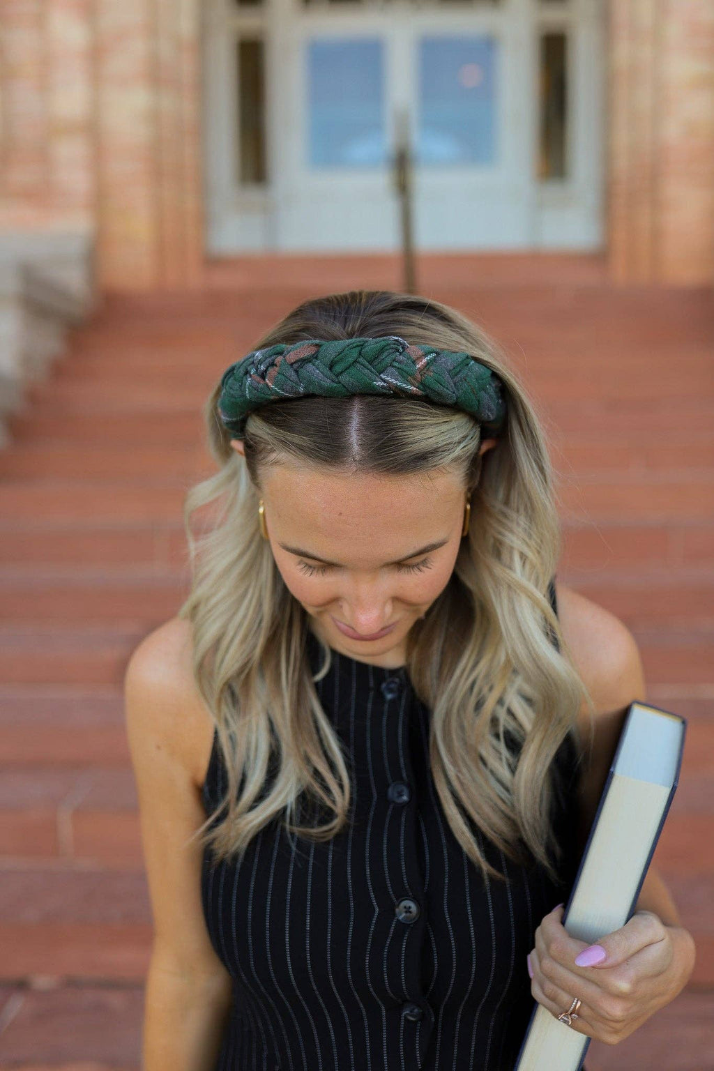 UNIVERSITY PLAID BRAIDED HEADBAND