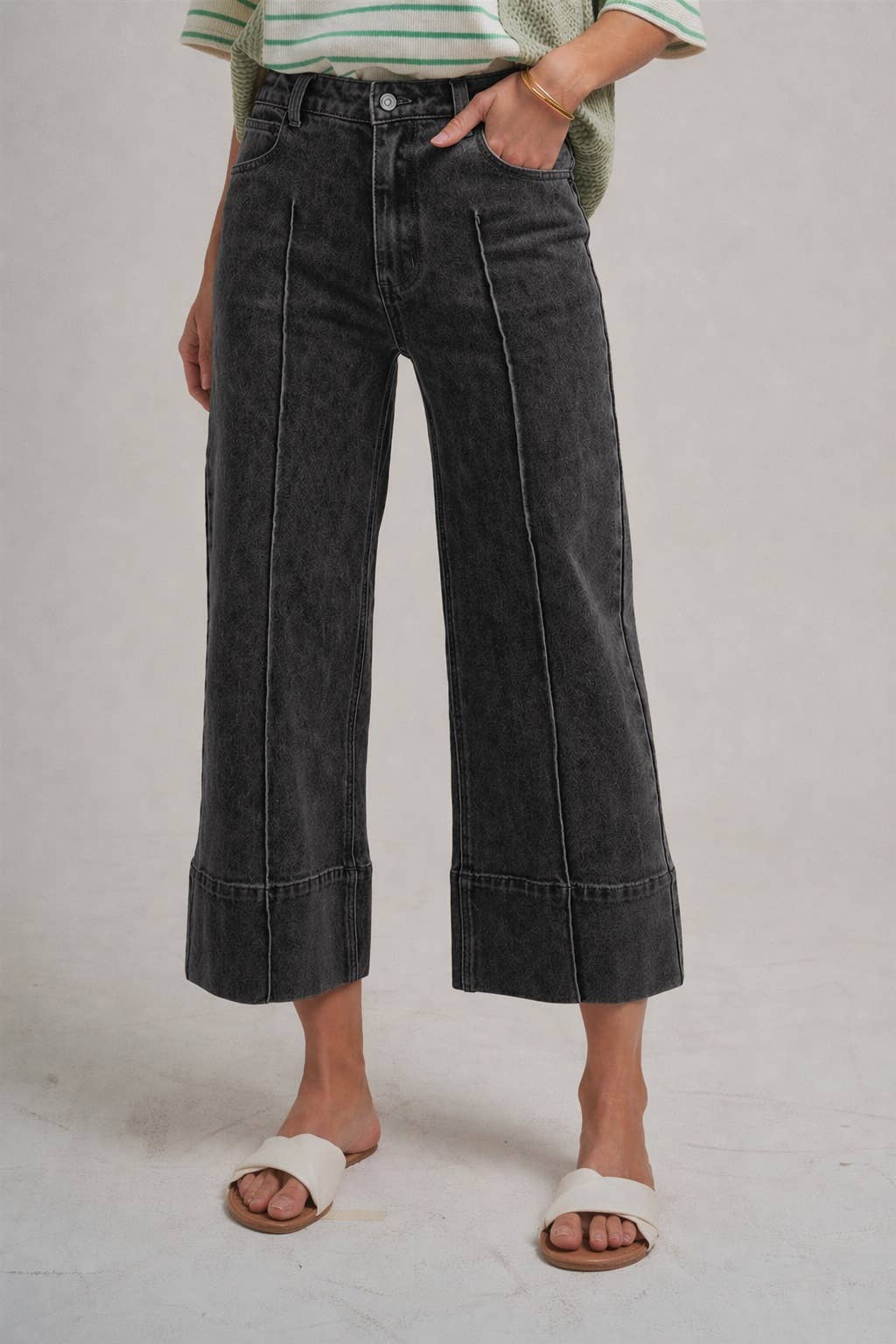 MID RISE VINTAGE WASHED WIDE LEG PANTS