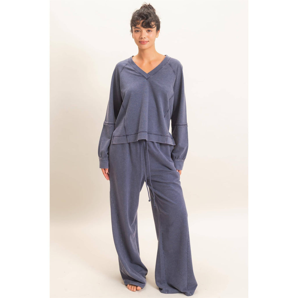 Mineral Washed Wide Leg Pants