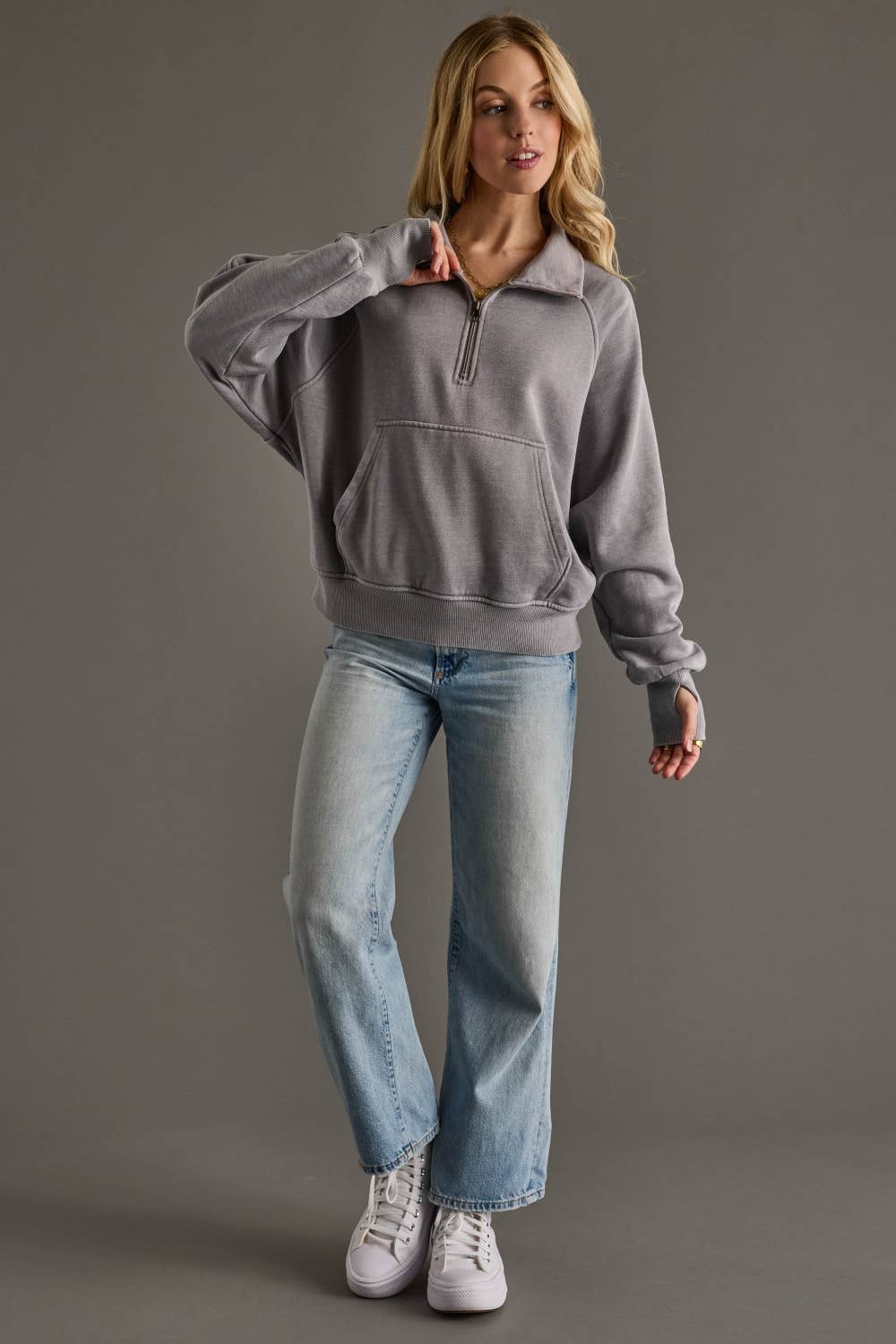 Gray Quarter Zip Sweatshirt