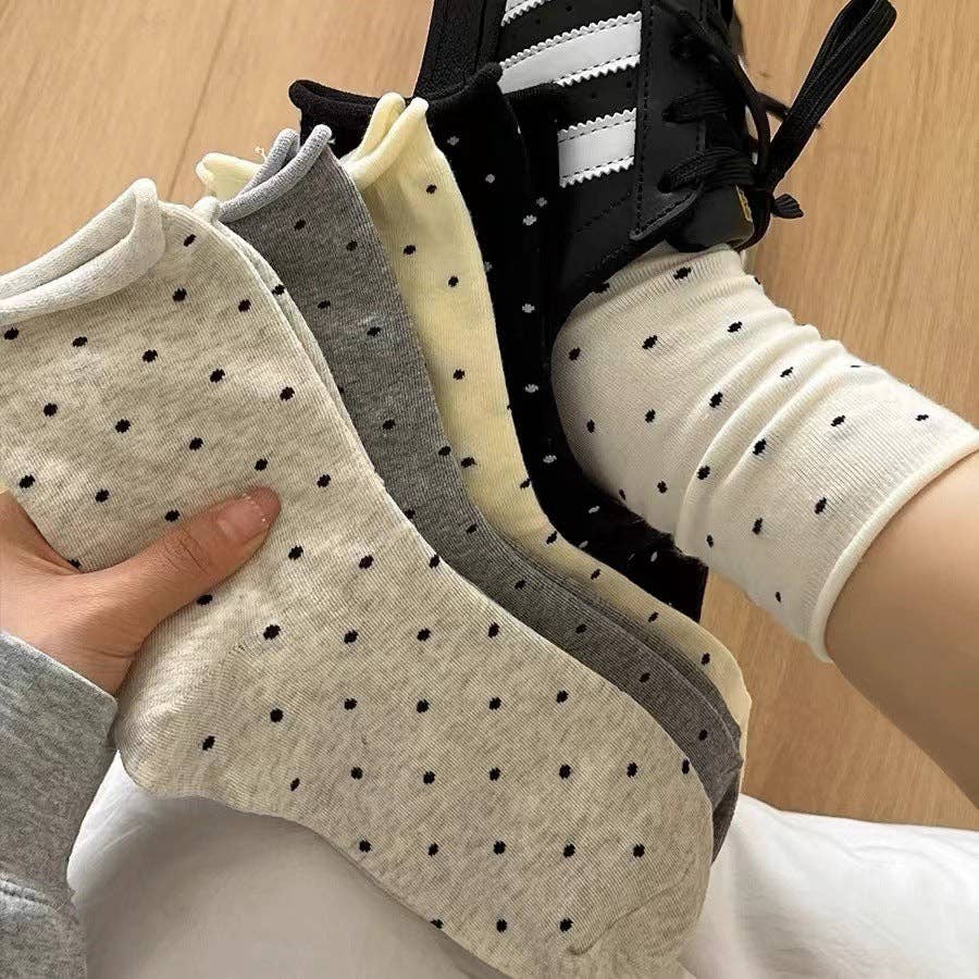 Ladies Polka Dot Knit Midi Sock