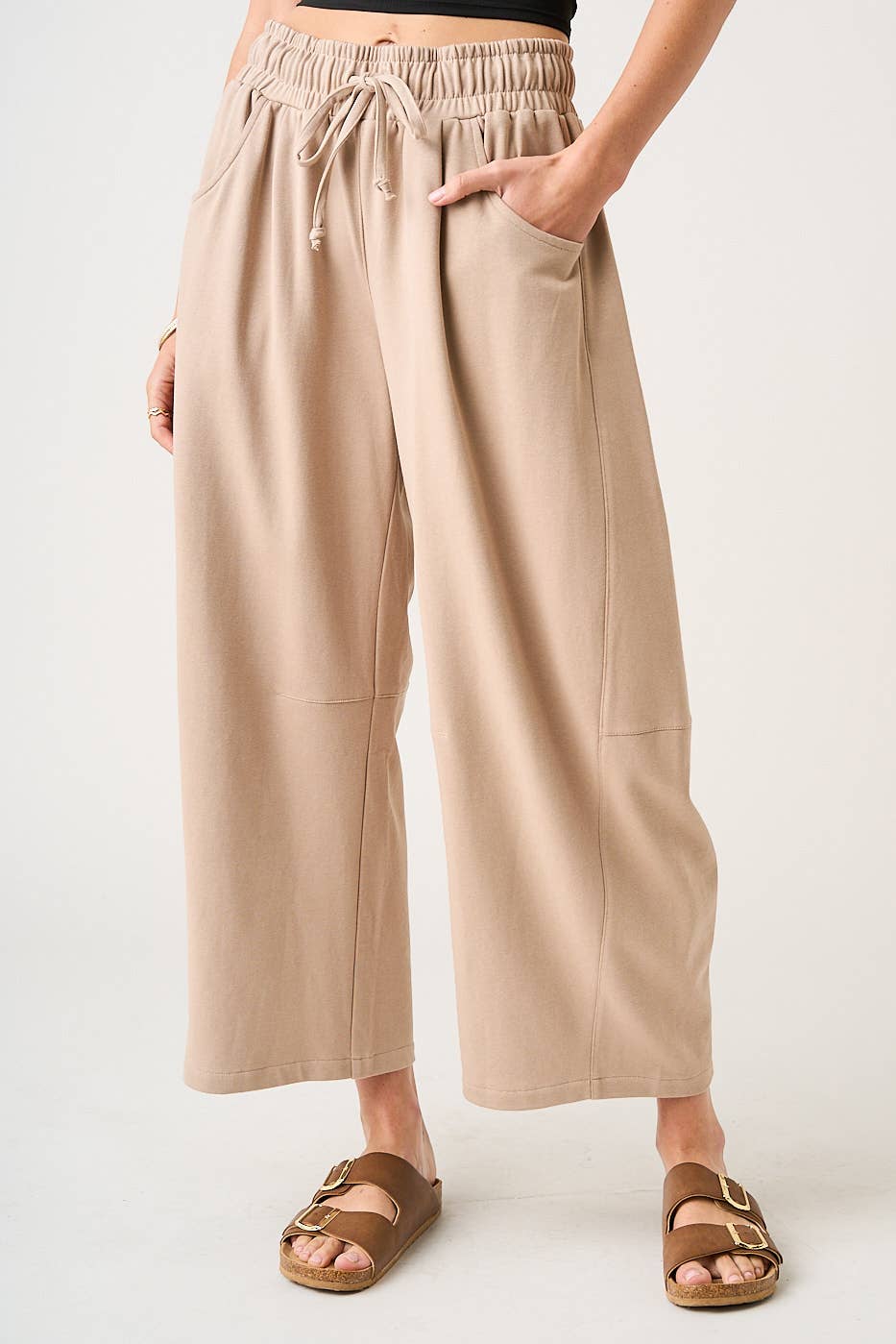 COTTON BARREL LEG PANTS