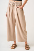 COTTON BARREL LEG PANTS