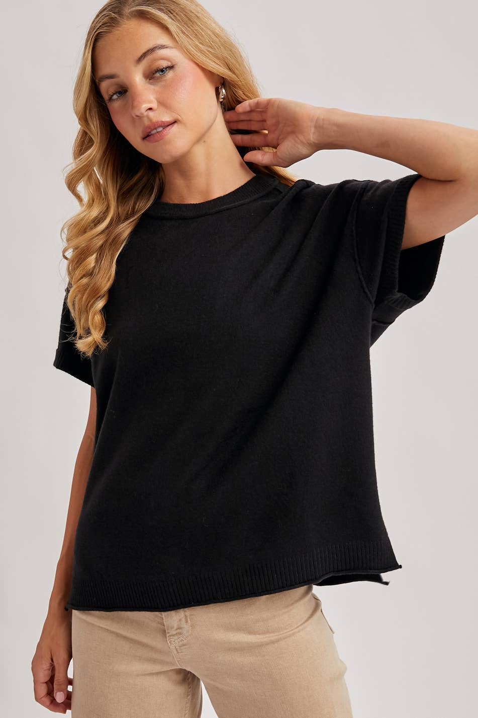 Knit Crew Neck T-Shirt