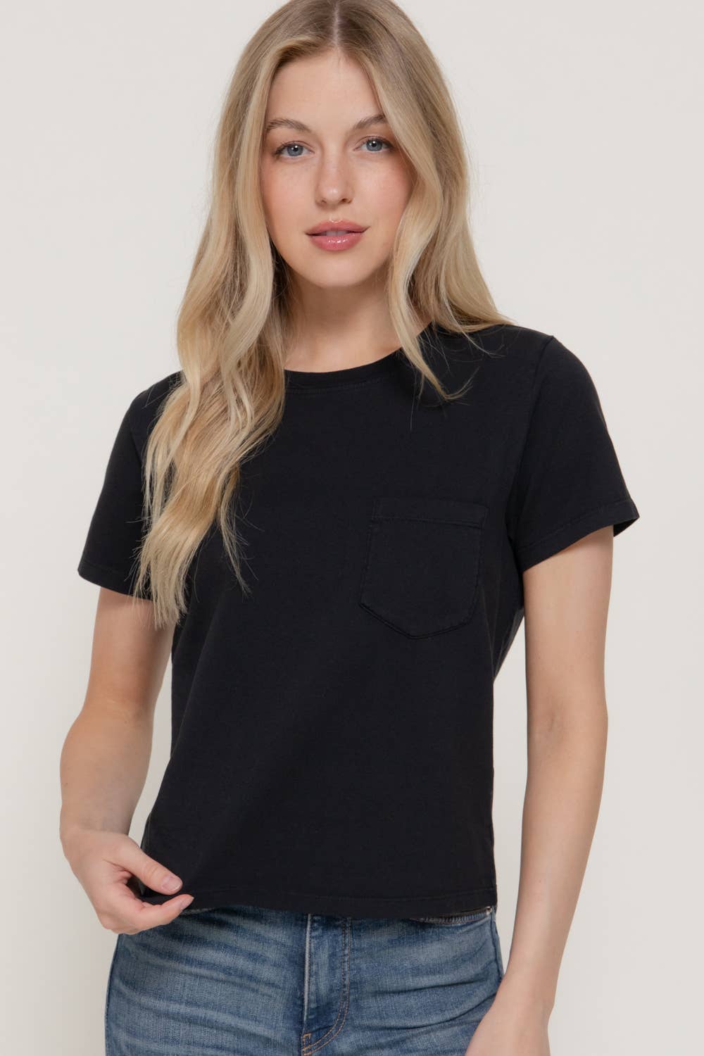 Short Sleeve Garment Dye Knit Top