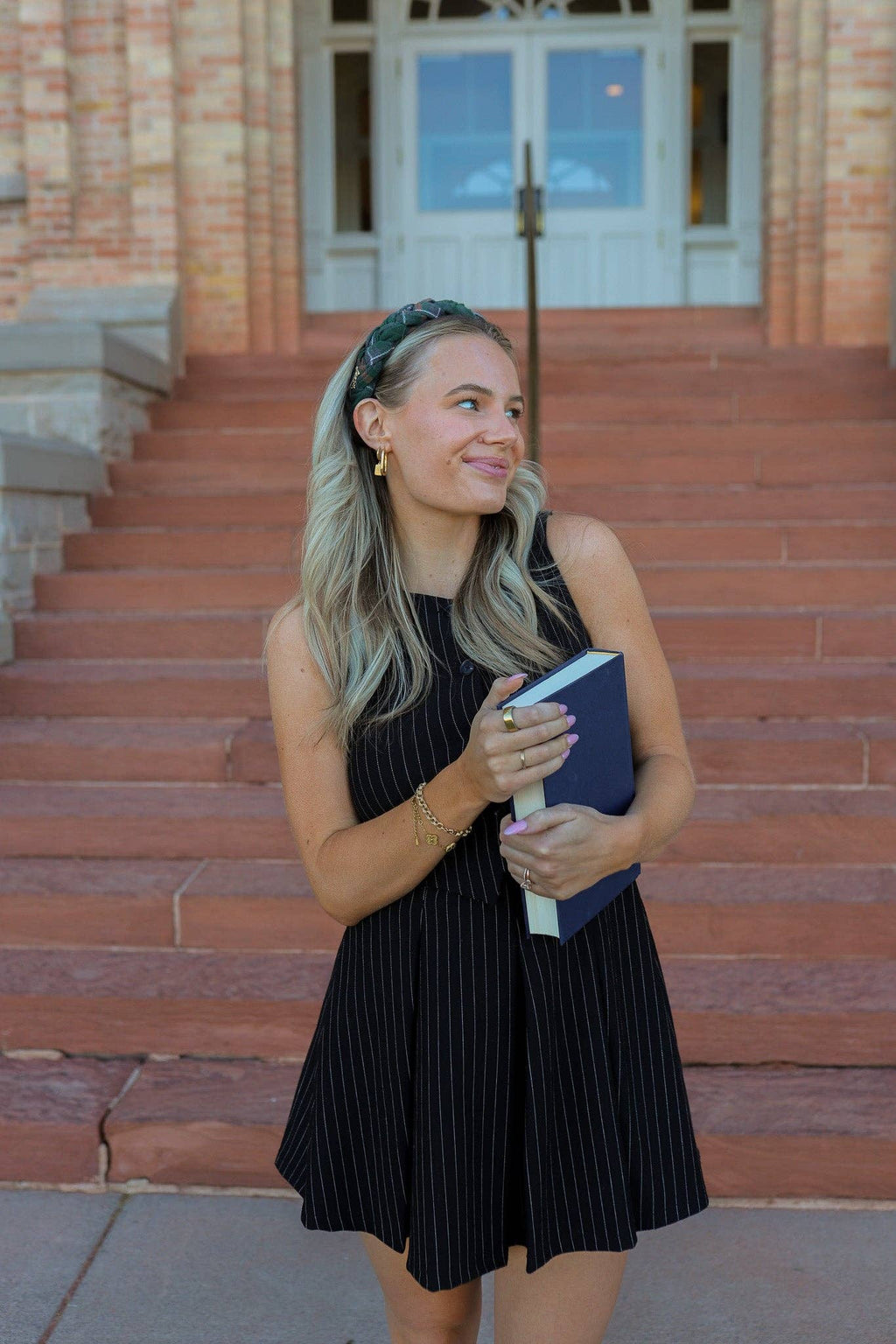 UNIVERSITY PLAID BRAIDED HEADBAND
