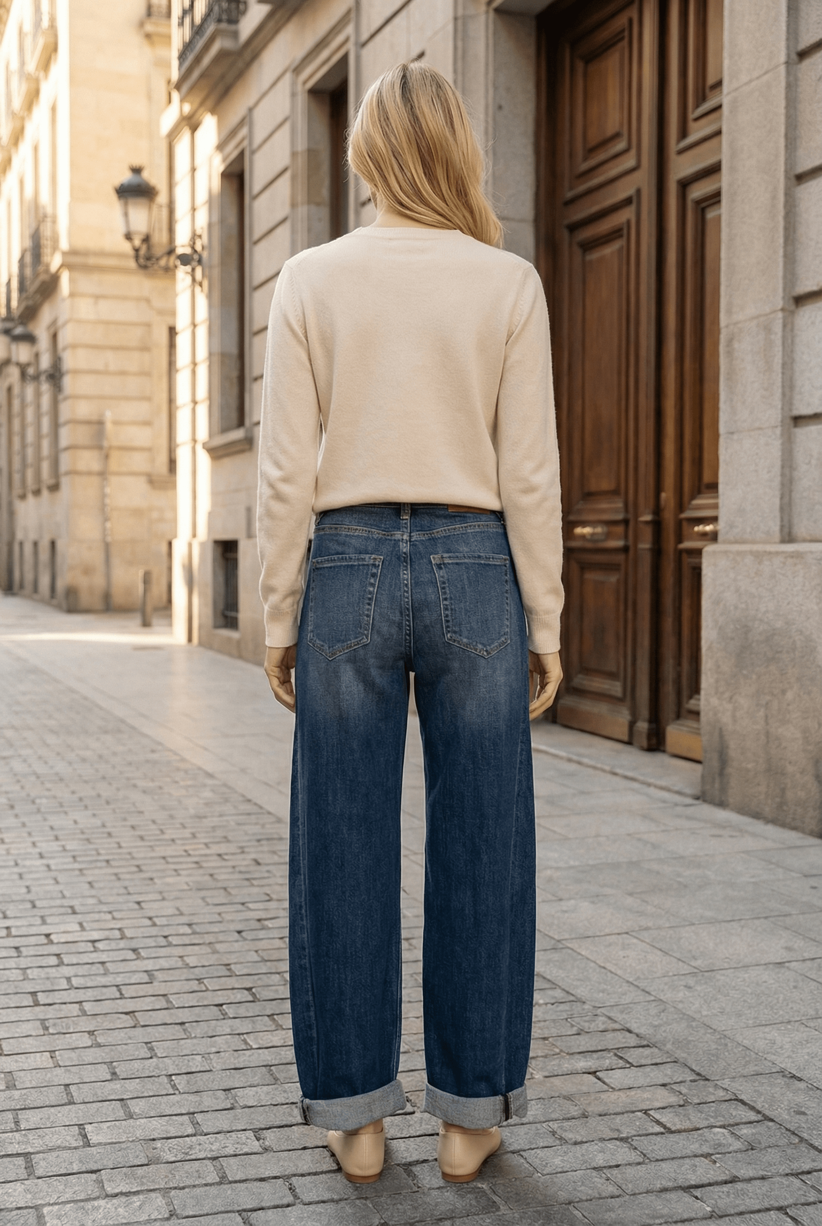 HIGH RISE RELAXED TAPERED DARK WASH BARREL JEANS … PREMIUM