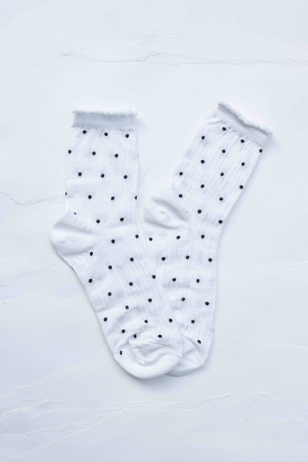 Classic Polka Dot Ribbed Crew Socks