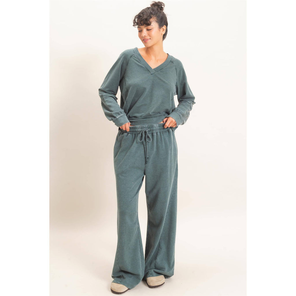 Mineral Washed Wide Leg Pants