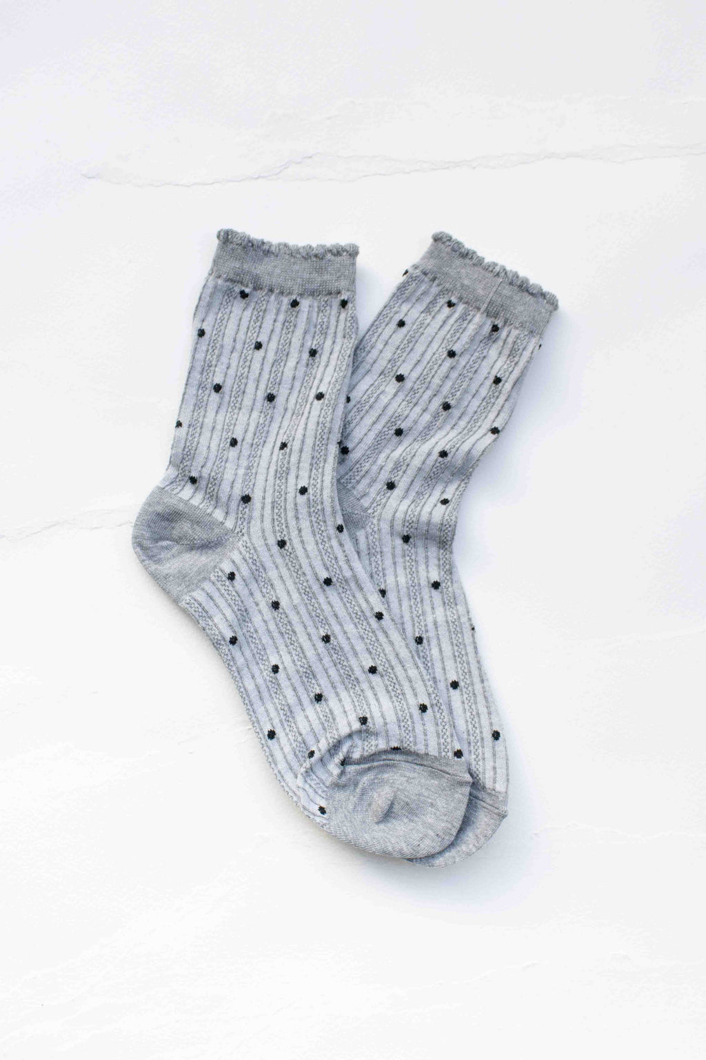 Classic Polka Dot Ribbed Crew Socks