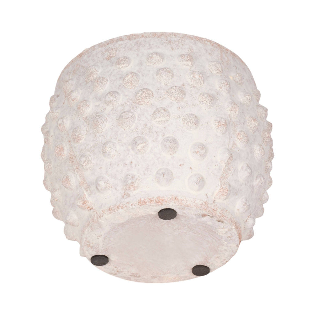 Planter - White Terracotta Round Bubble Rough Finish, 6 in.