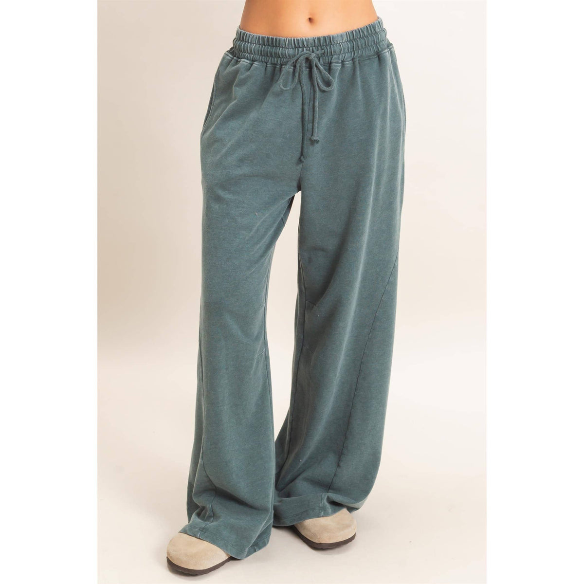 Mineral Washed Wide Leg Pants