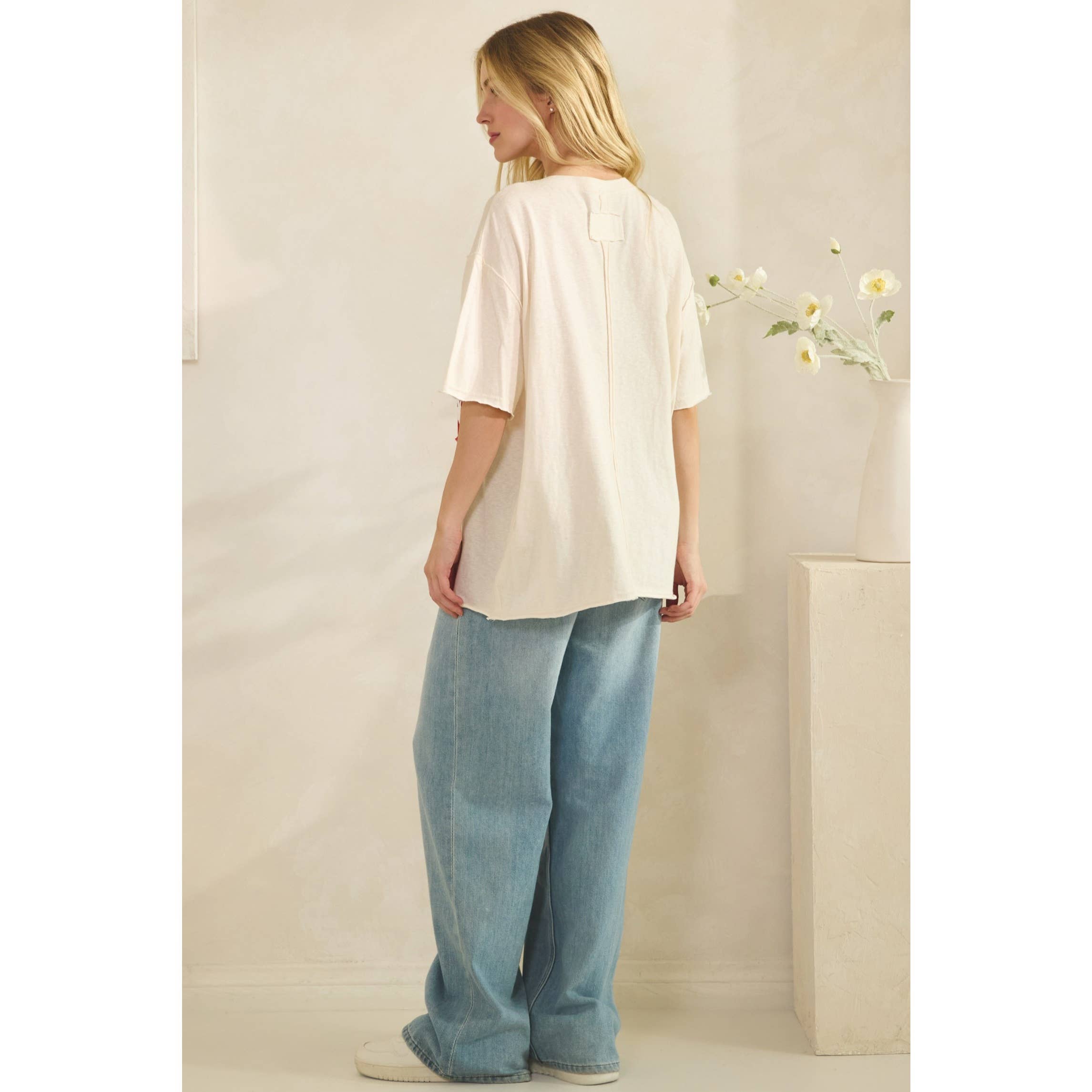 LACE-PATCHED AMERICANA OVERSIZED TEE
