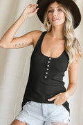 Button Ribbed Tank Top