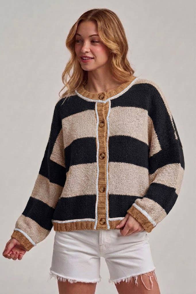 WIDE STRIPE CARDIGAN