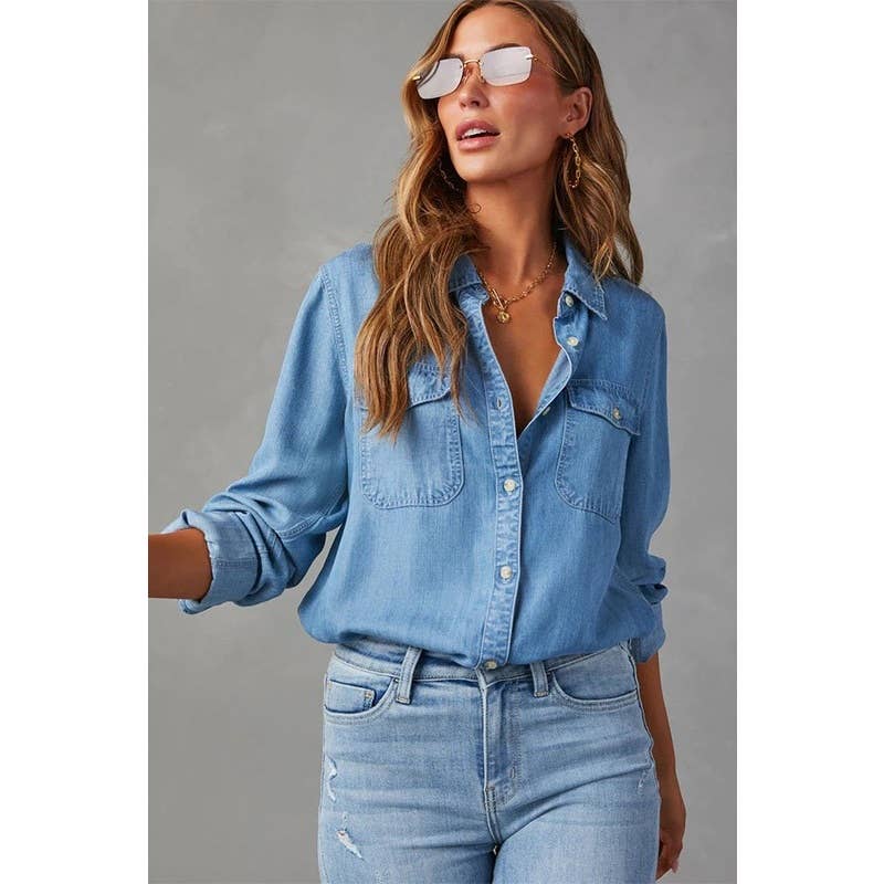 Collared Denim Shirt