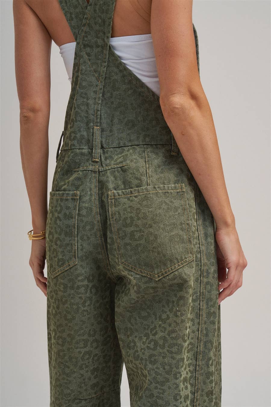 VINTAGE LEOPARD OVERALL JUMPSUIT WITH BARREL LEG