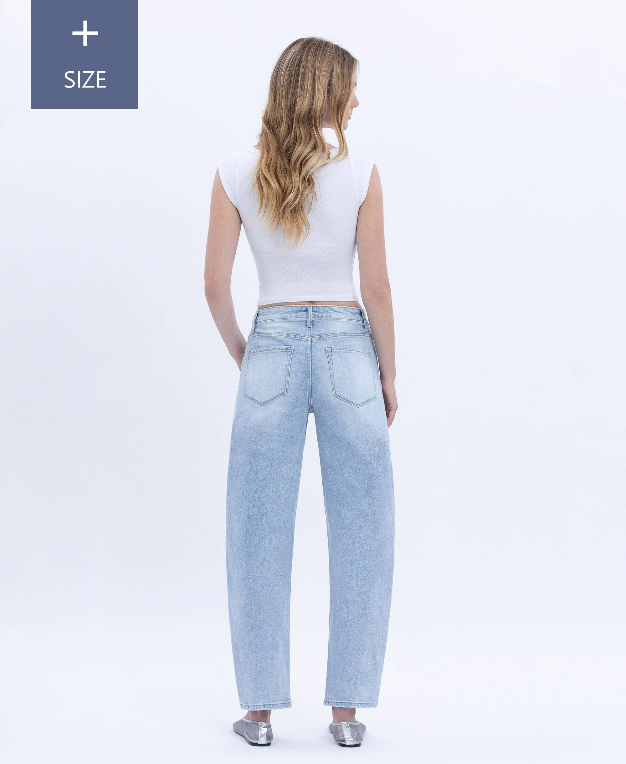 PLUS _ HIGH RISE BARREL LEG JEANS