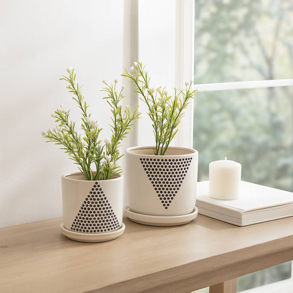 White Ceramic Triangle Dots