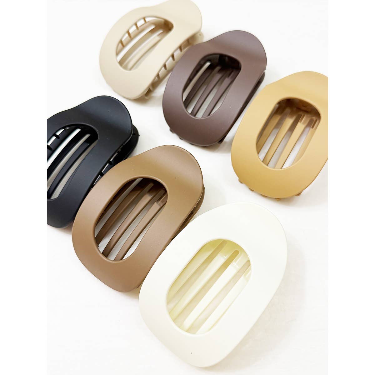 Matte Neutral Shades Flat Hair Claw Clips