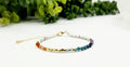 CHAKRA-3mm Faceted Gemstone Bracelet with Gold Color Clasp