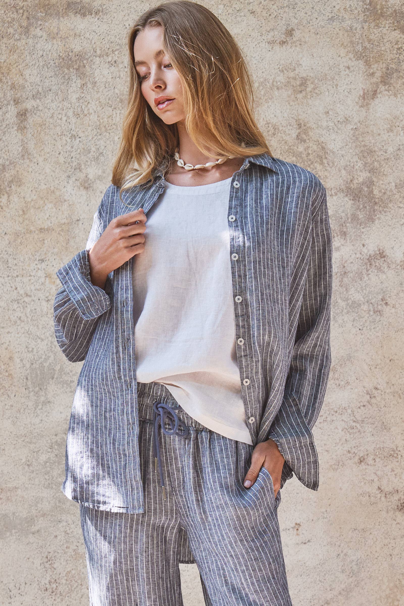 Linen Long Sleeve Button-Down Shirt