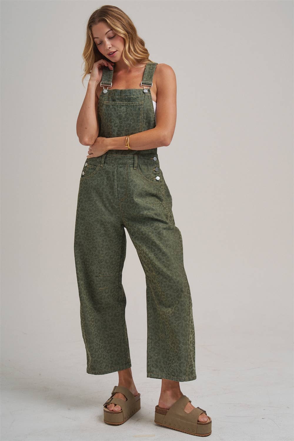 VINTAGE LEOPARD OVERALL JUMPSUIT WITH BARREL LEG