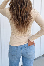 LAS-LIVE Solid Slim Fit V Neck Stretchy Top (S-XL)