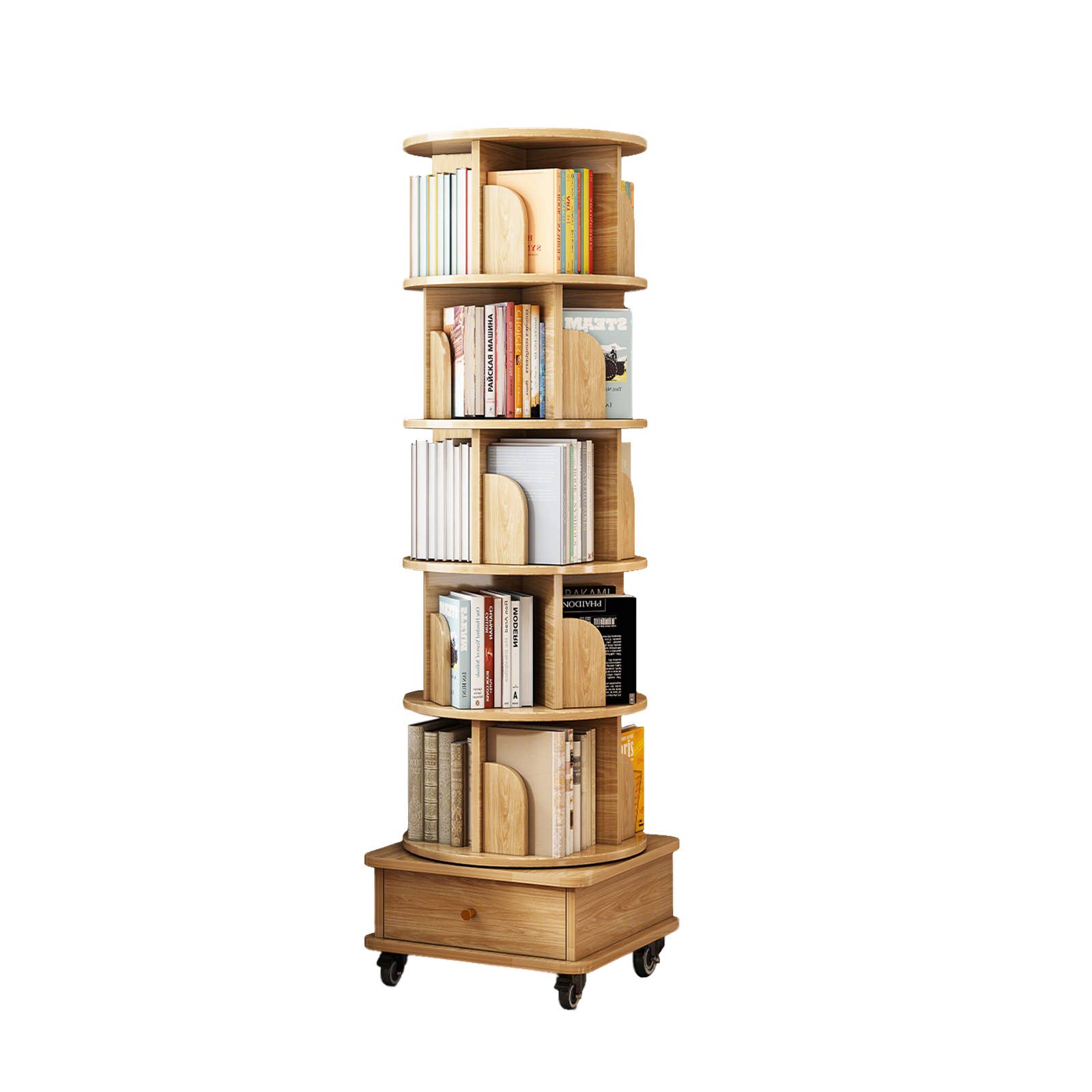 Rotating Bookshelf with Drawer
