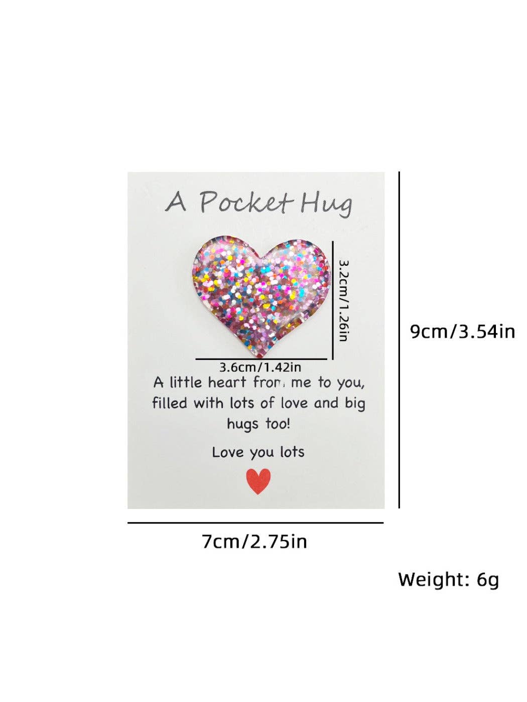 Pocket Hug Glitter Heart