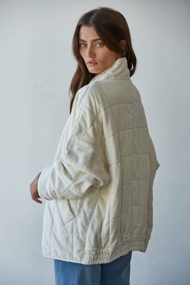 Long Sleeve Quilted Washed Jacket