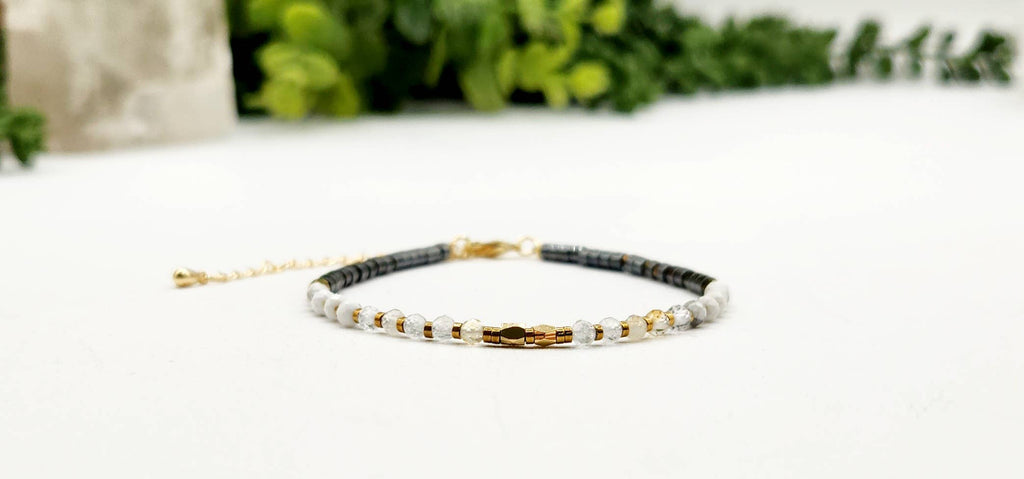 EMPATH PROTECTION-Citrine/White Howlite/Hematite Bracelet
