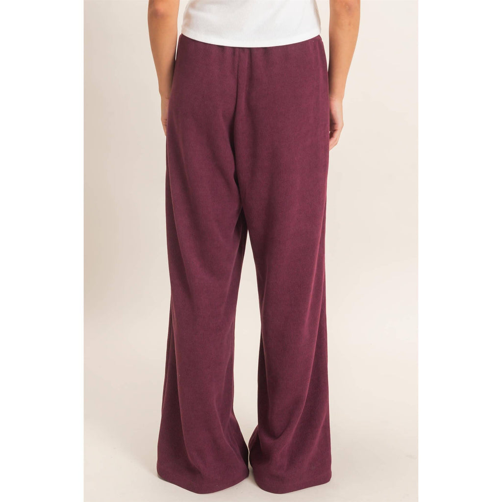 Waffle Knit Drawstring Wide Leg Pants