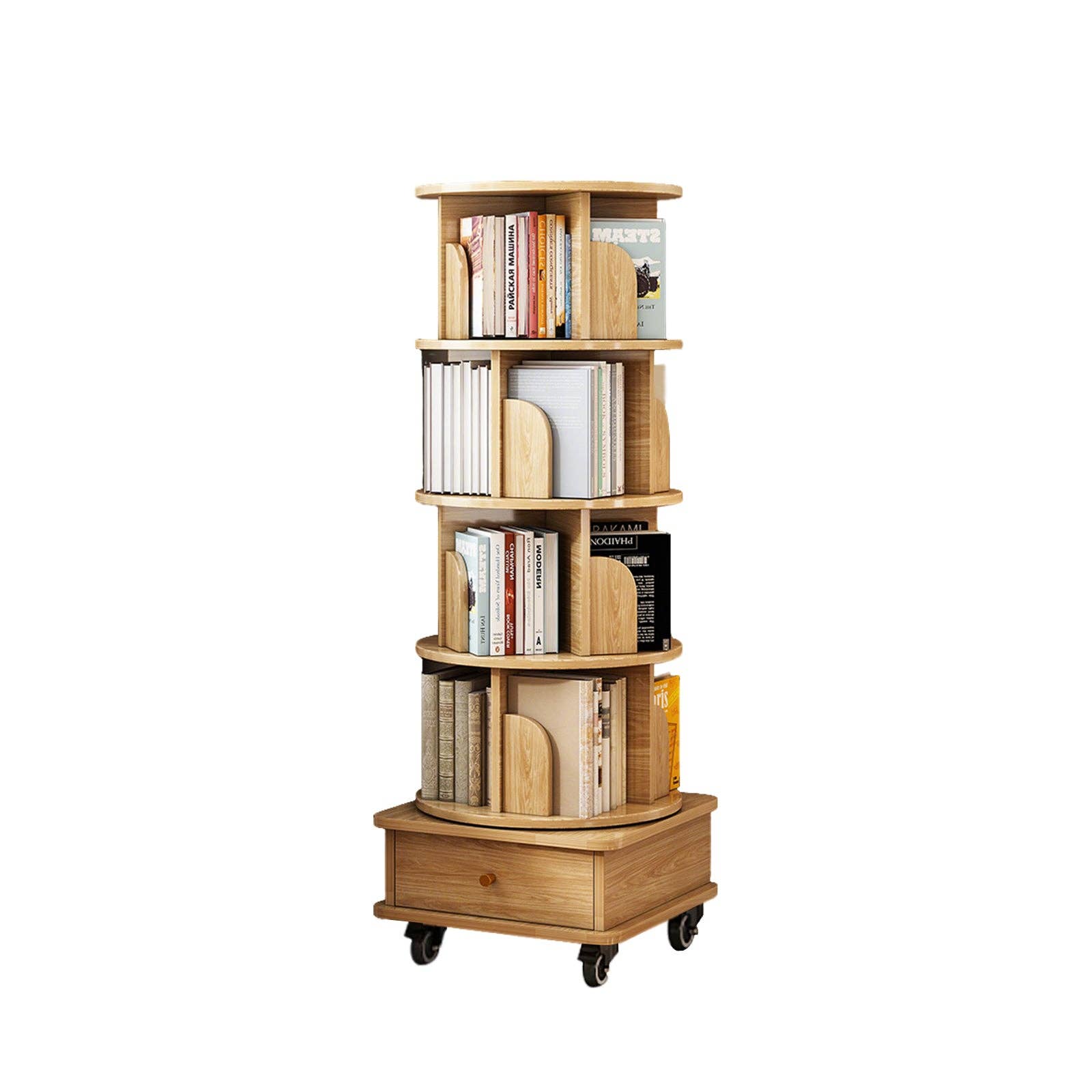 Rotating Bookshelf with Drawer