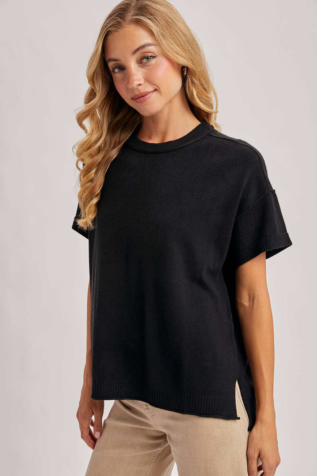 Knit Crew Neck T-Shirt