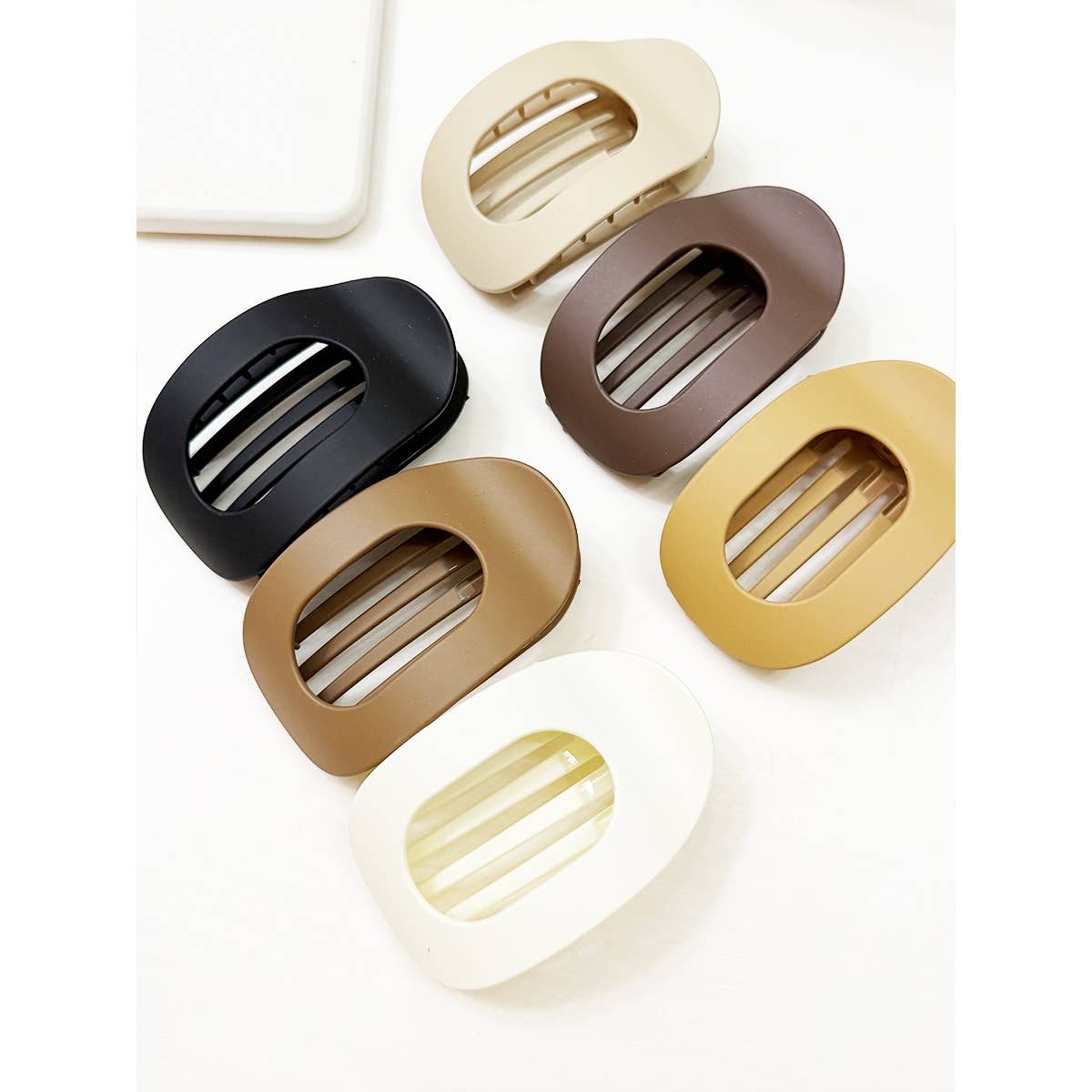 Matte Neutral Shades Flat Hair Claw Clips