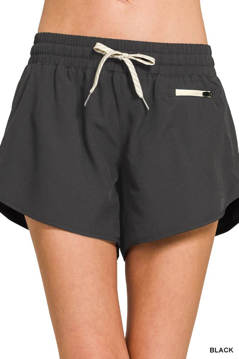 Soft Woven Lined Shorts With Zip Coin Pocket