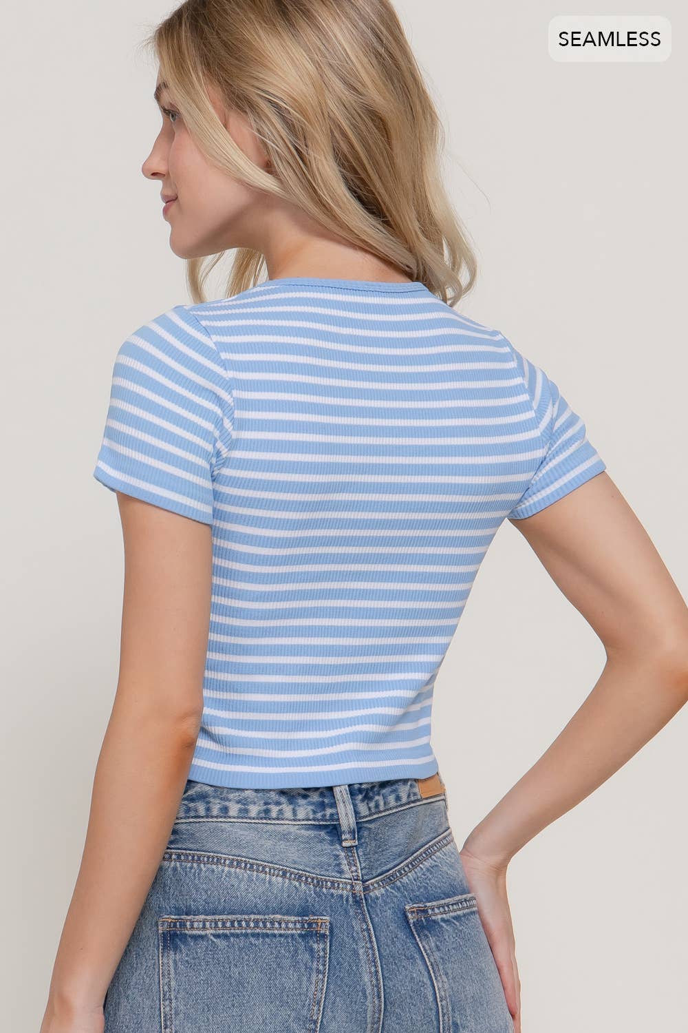 Short Sleeve Stripe Knit Top