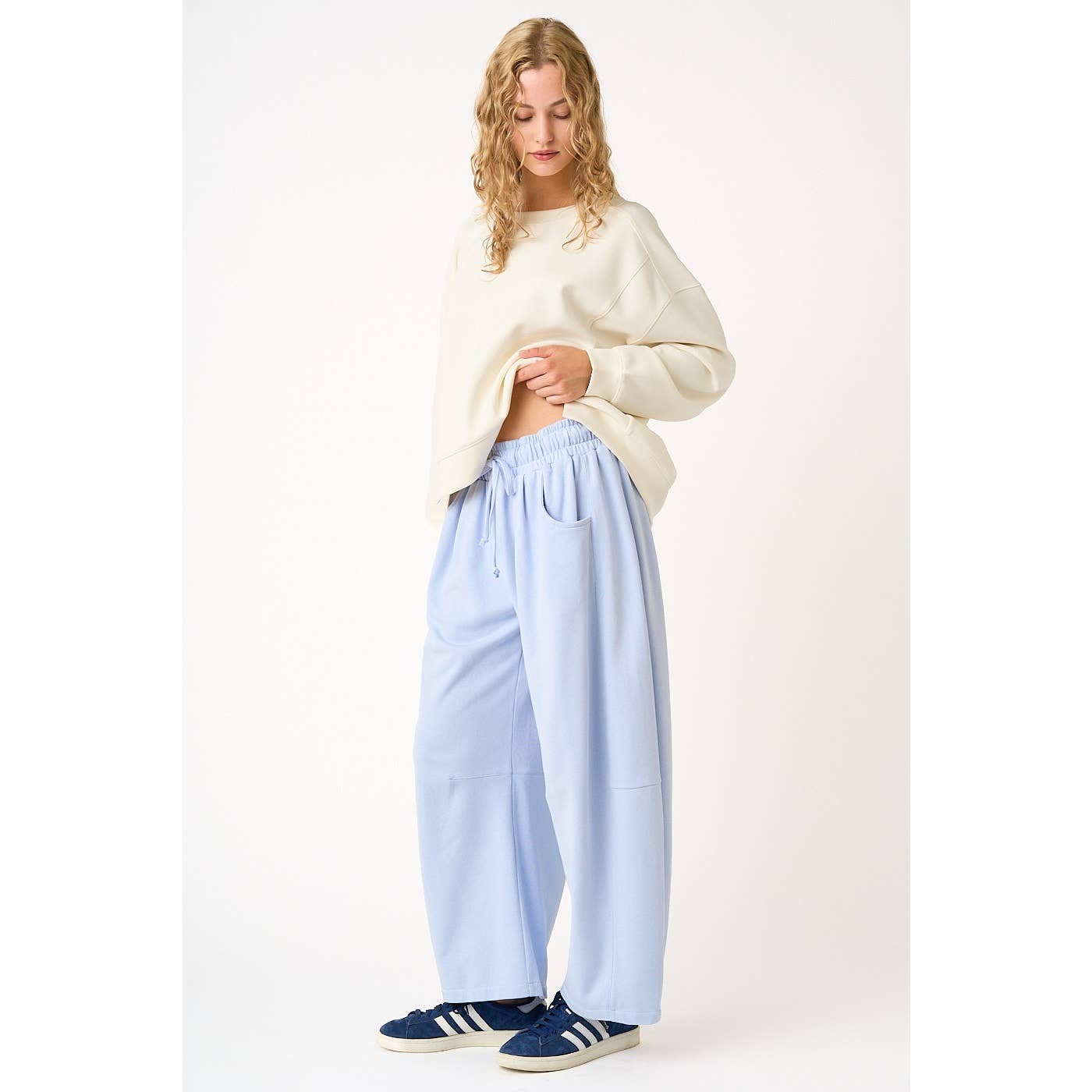 COTTON BARREL LEG PANTS