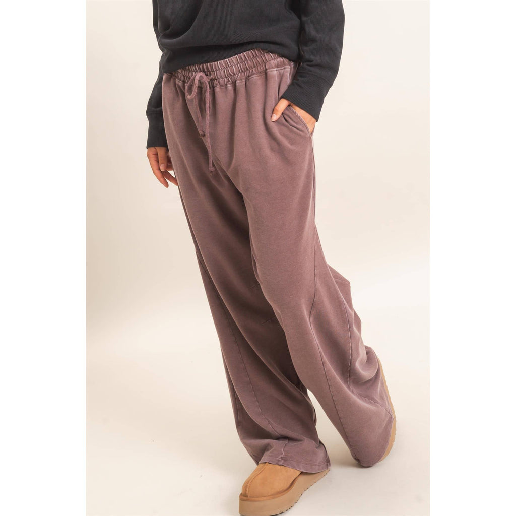 Mineral Washed Wide Leg Pants