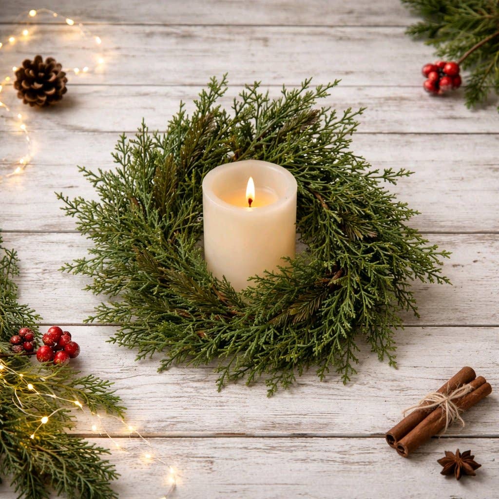 Rustic Cedar 6.5in Candle Ring