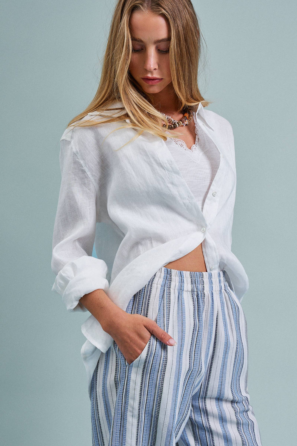 Linen Long Sleeve Button-Down Shirt