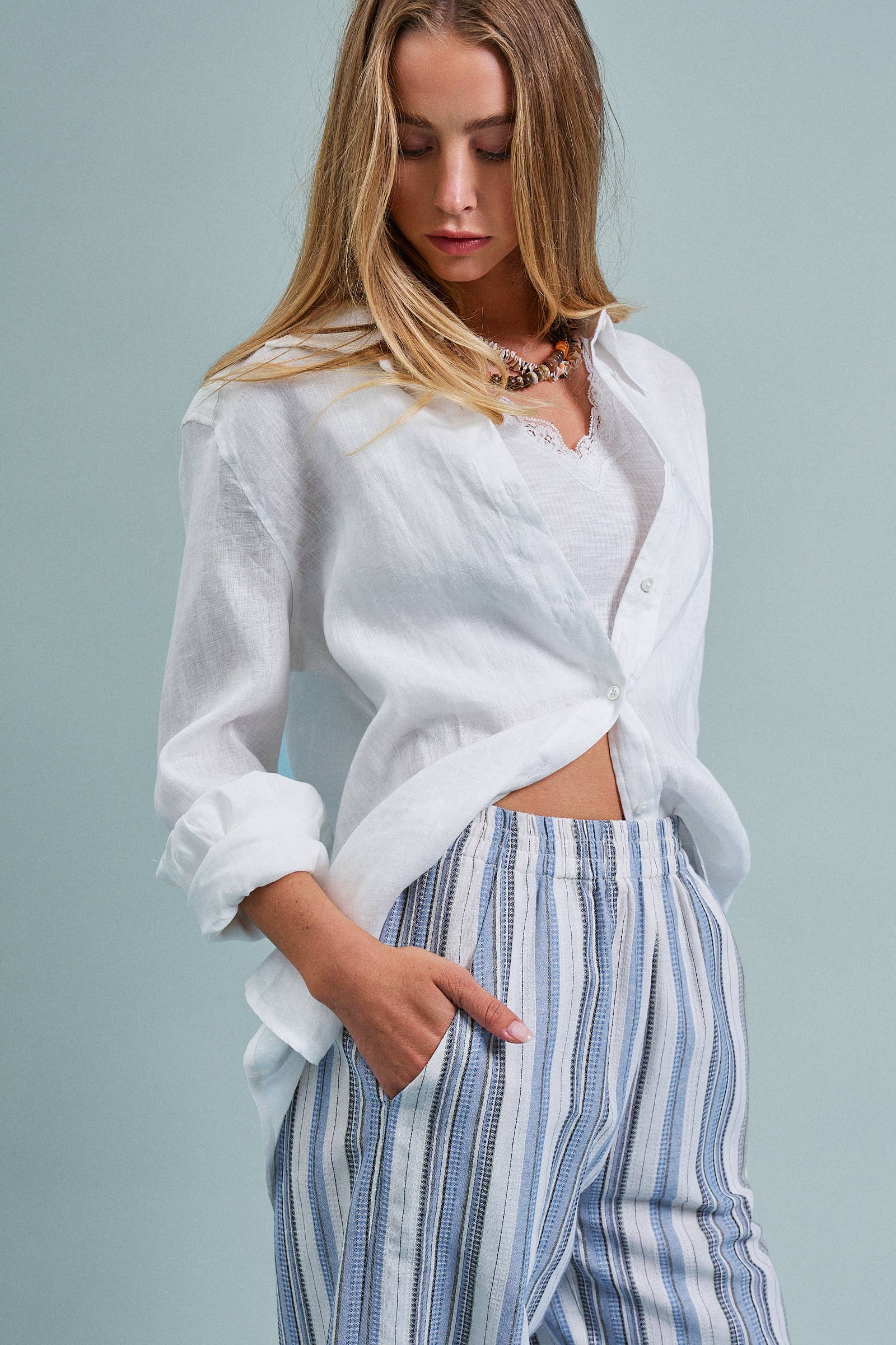 Linen Long Sleeve Button-Down Shirt