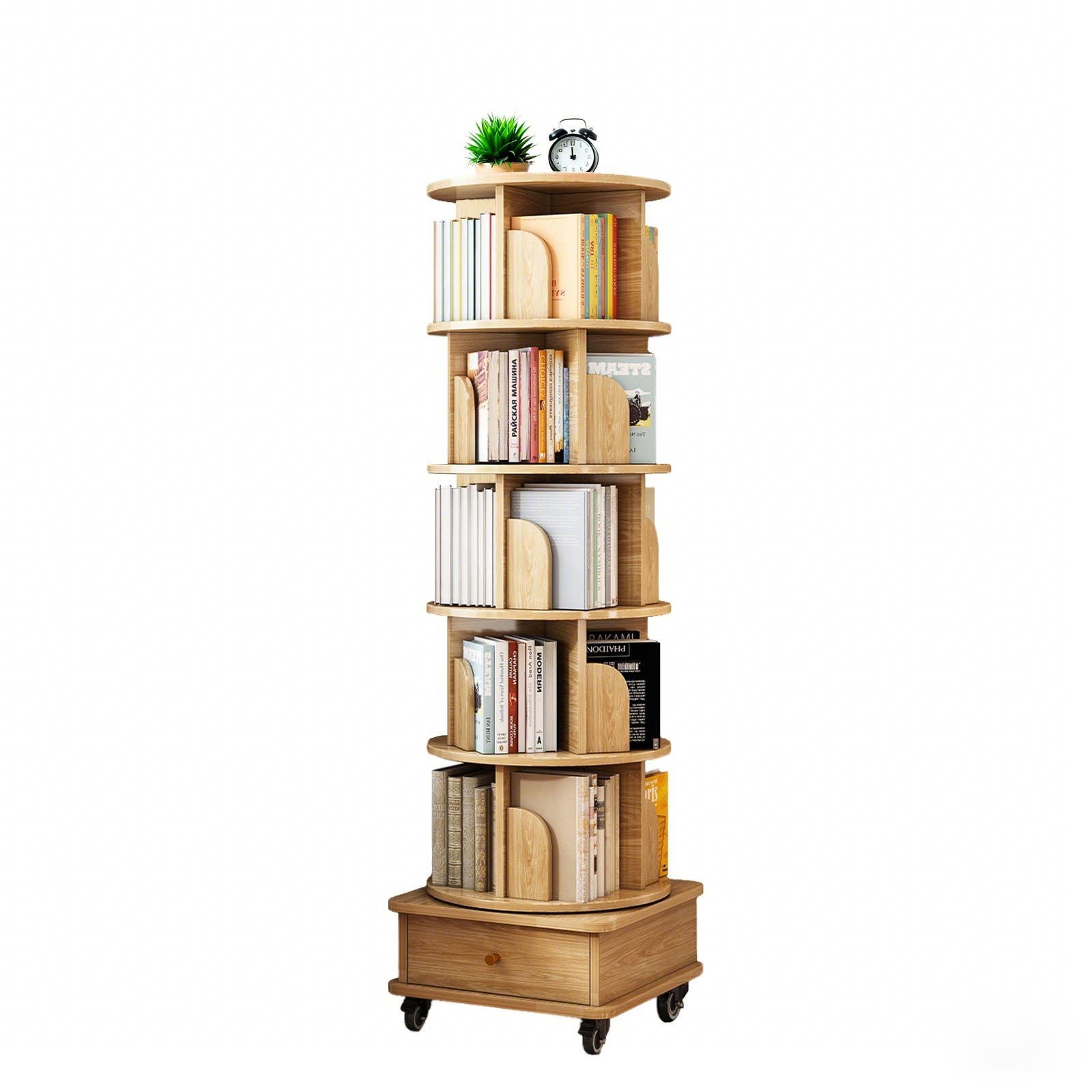 Rotating Bookshelf with Drawer