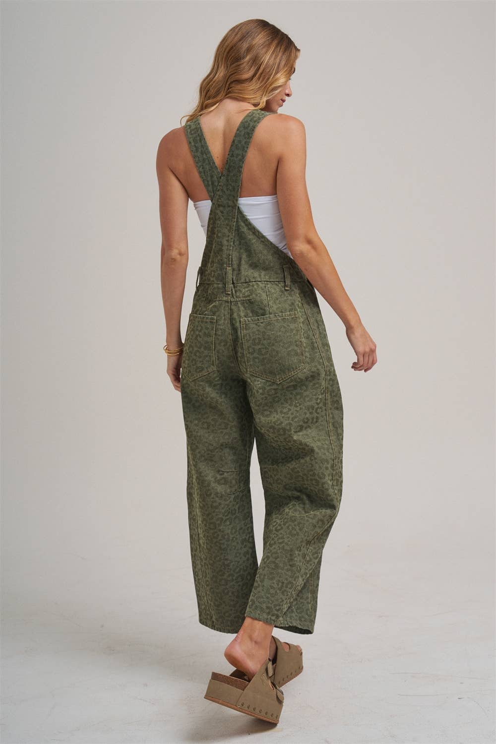 VINTAGE LEOPARD OVERALL JUMPSUIT WITH BARREL LEG