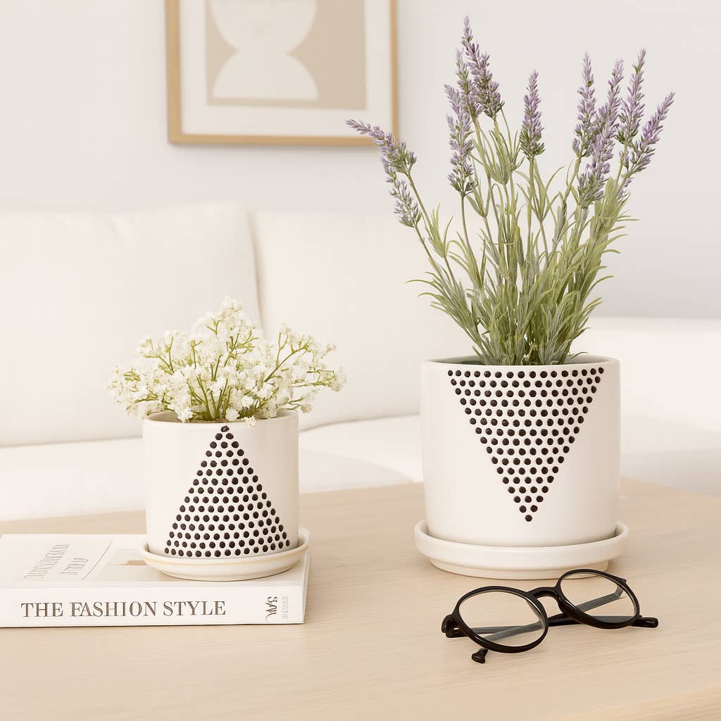White Ceramic Triangle Dots