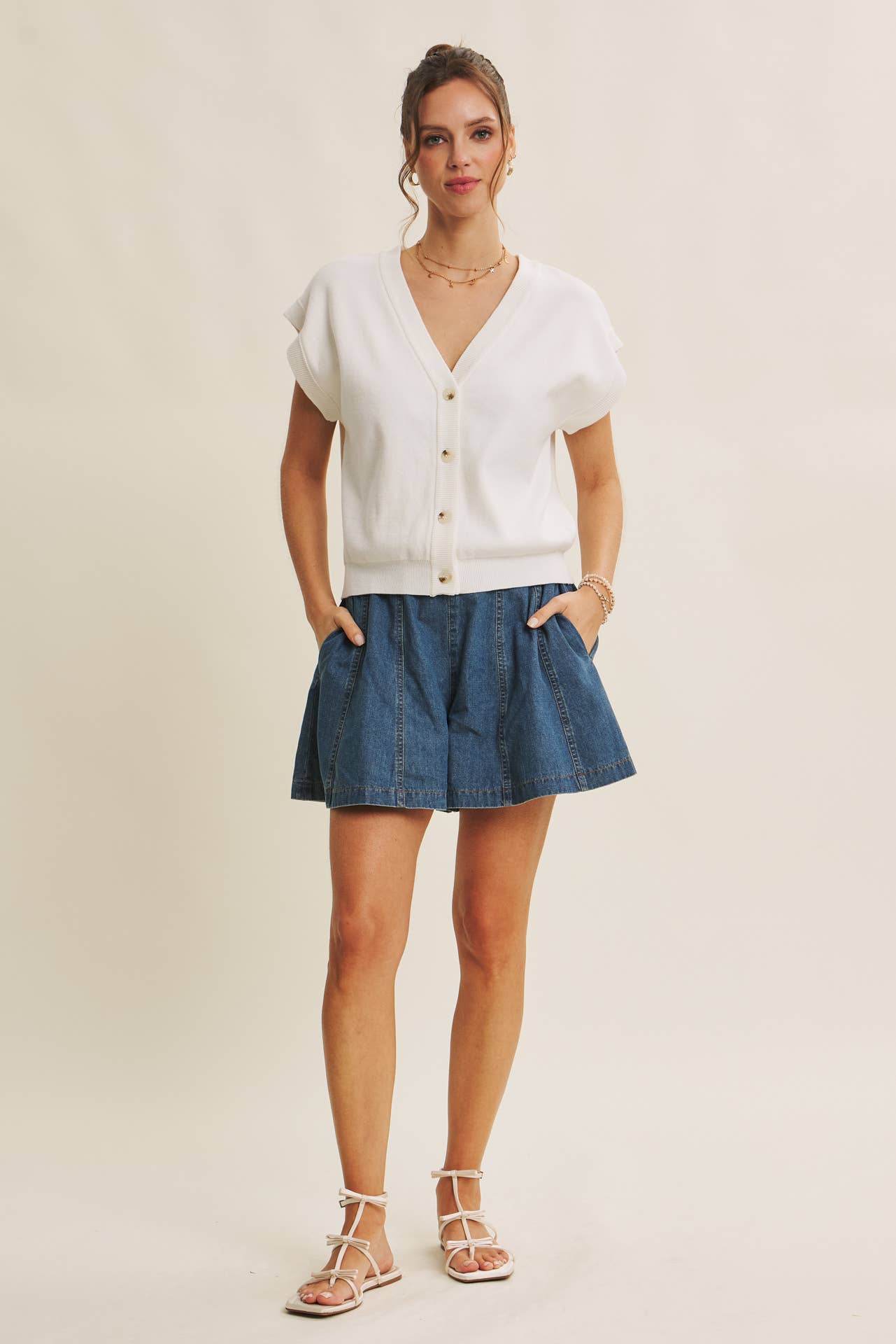 Cotton Button-Down Sweater Vest